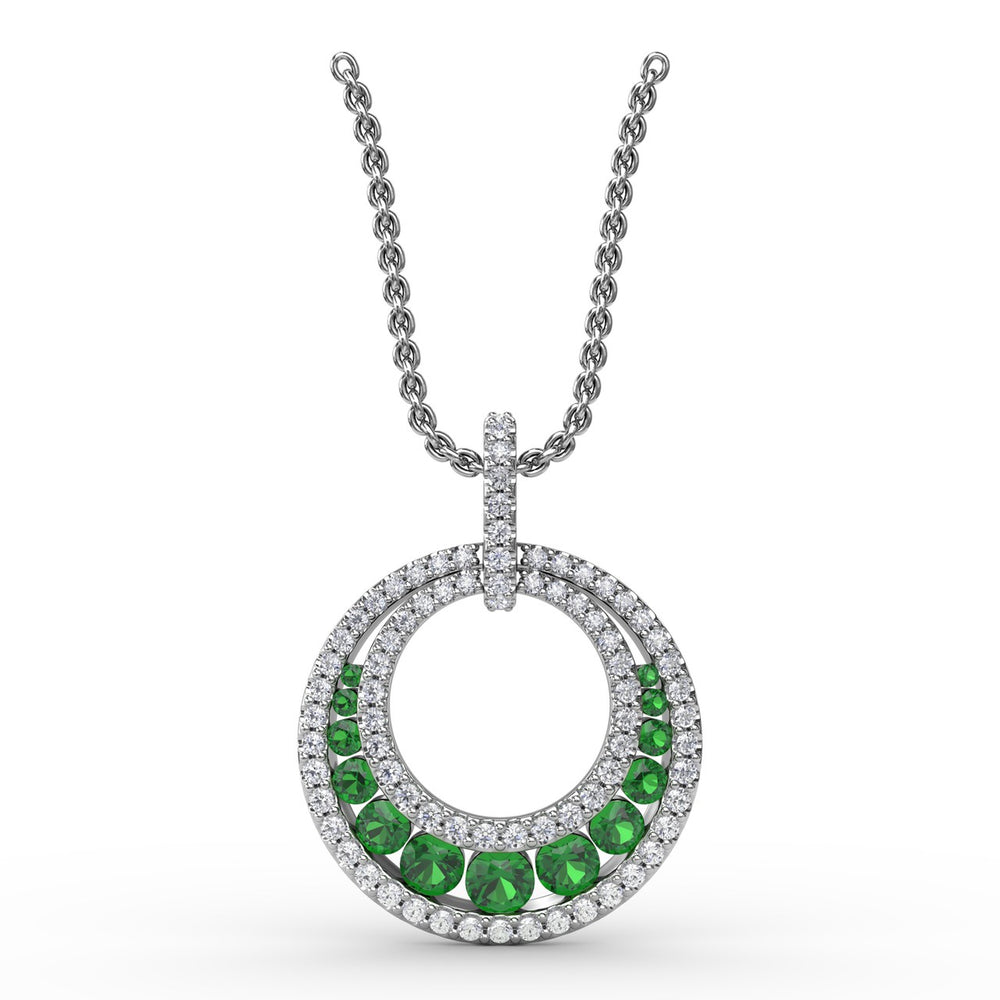Fana 14k White Gold Always and Forever Emerald Pendant