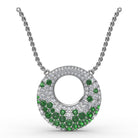 Fana 14K White Gold Circle of Life Emerald Diamond Pendant