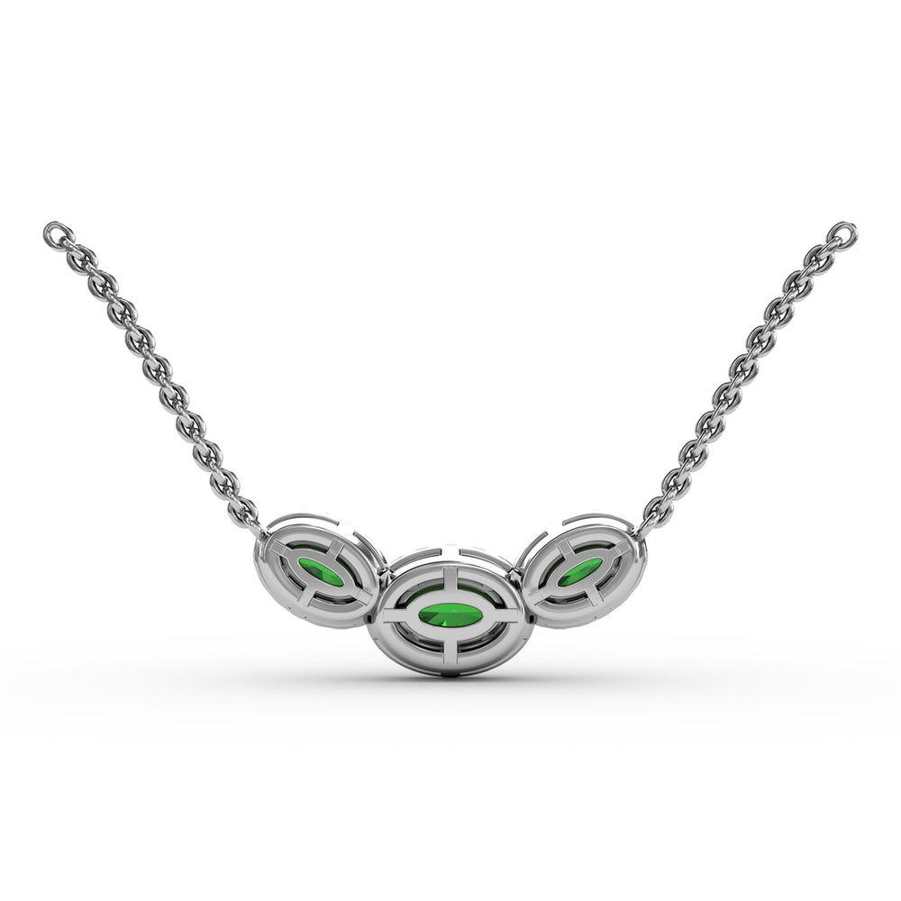 Fana 14k White Gold  Three Stone Oval Pendant