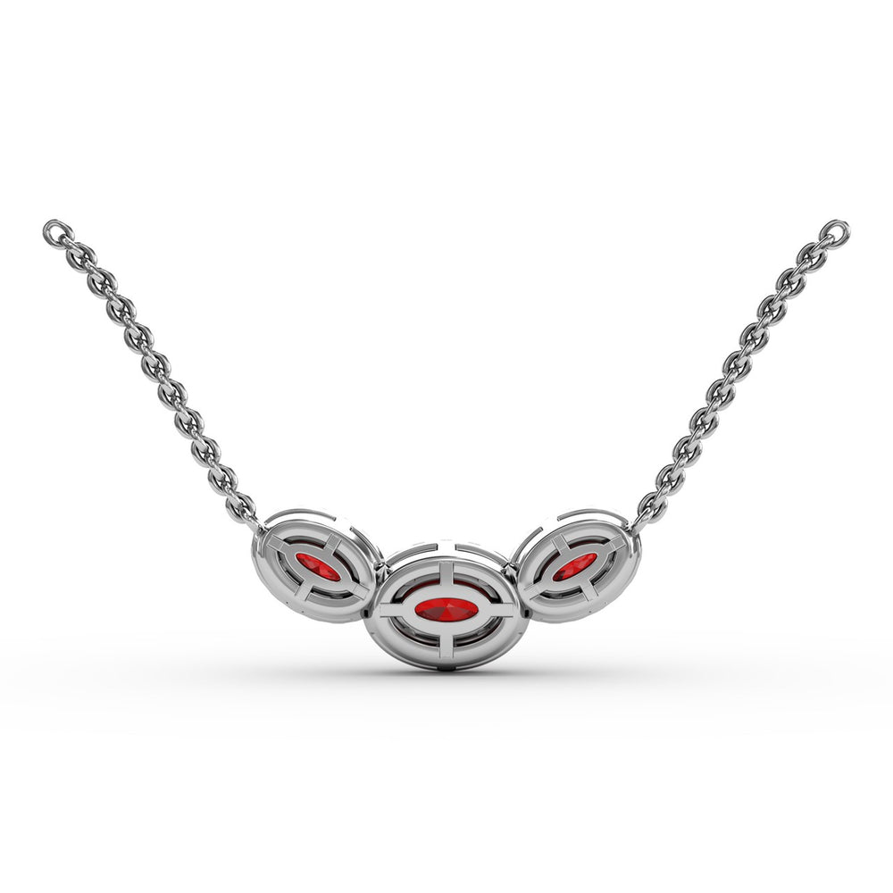 Fana 14k White Gold  Three Stone Oval Pendant