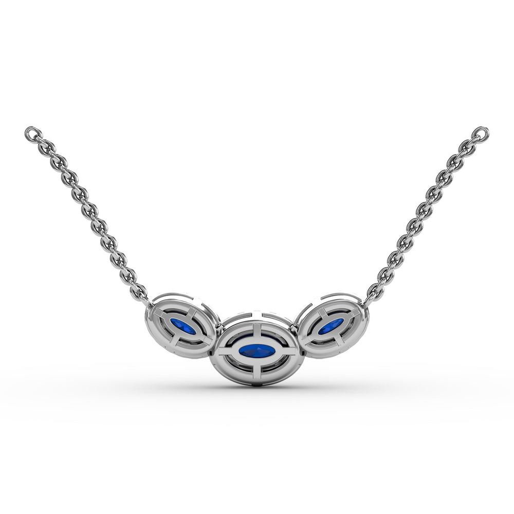 Fana 14k White Gold  Three Stone Oval Pendant
