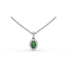 Fana 14K White Gold Emerald Diamond Halo Necklace