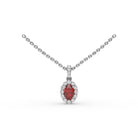 Fana 14K White Gold Ruby Diamond Halo Necklace