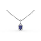 Fana 14K White Gold Sapphire Diamond Halo Necklace