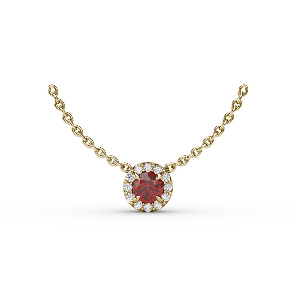 Fana 14k Yellow Gold Classic Ruby and Diamond Pendant Necklace