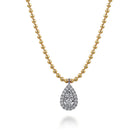Gabriel & Co. Pendant Necklace Teardrop 14K White and Yellow Gold Diamond 0.25ct Bujukan