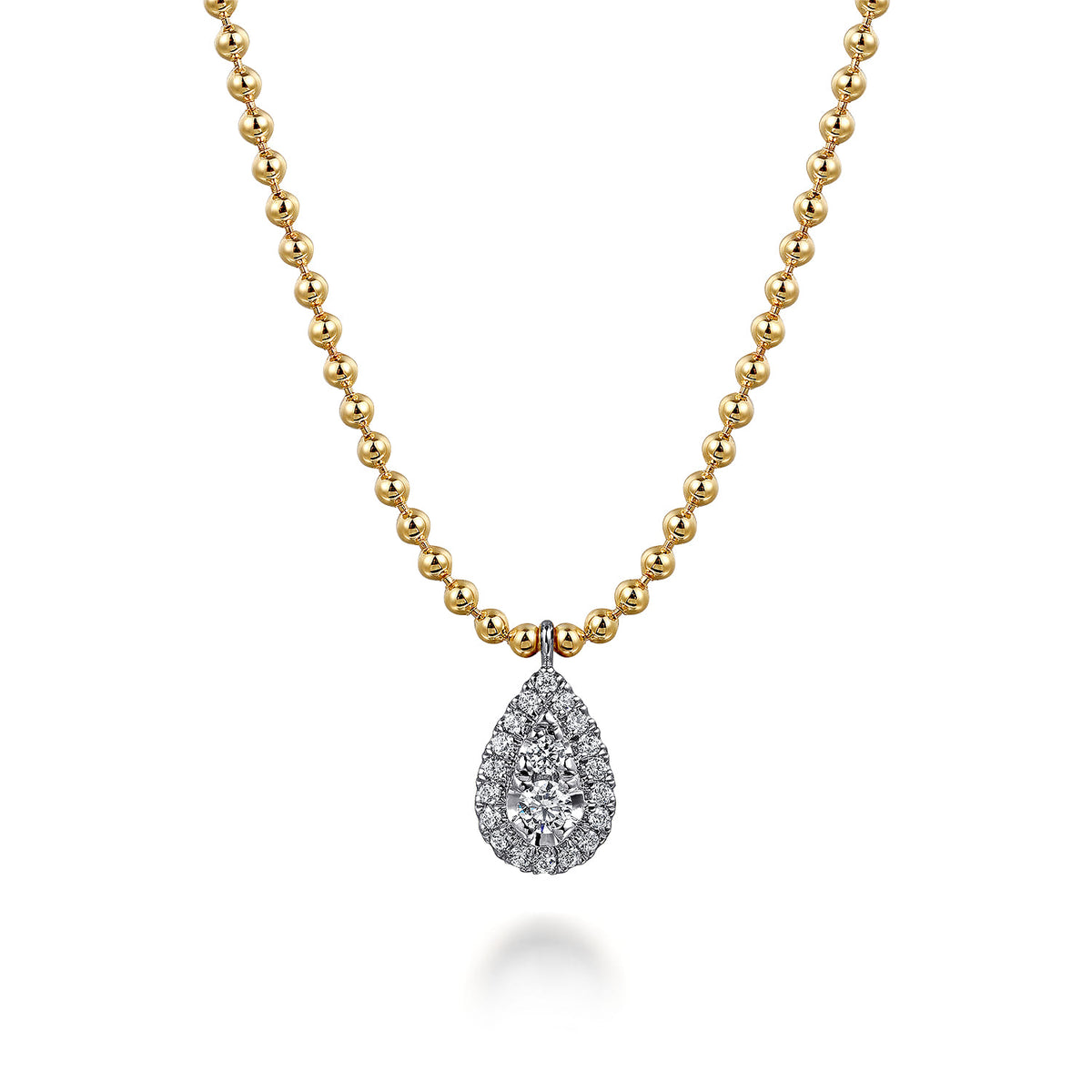 Gabriel & Co. Pendant Necklace Teardrop 14K White and Yellow Gold Diamond 0.25ct Bujukan