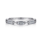Gabriel & Co. Porta   14K White Gold Bar Set Baguette and Round Diamond Anniversary Band