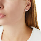 Yoko London Sleek 18k White Gold Akoya Triple Pearl and Diamond Motif Stud Earrings