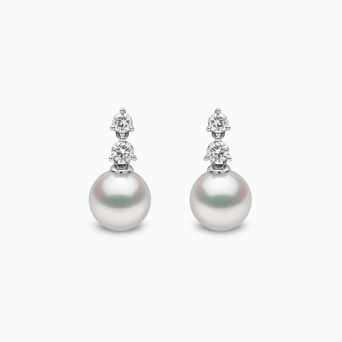 Yoko London Diamond Classic 18K White Gold Akoya Pearl and Diamond Earrings