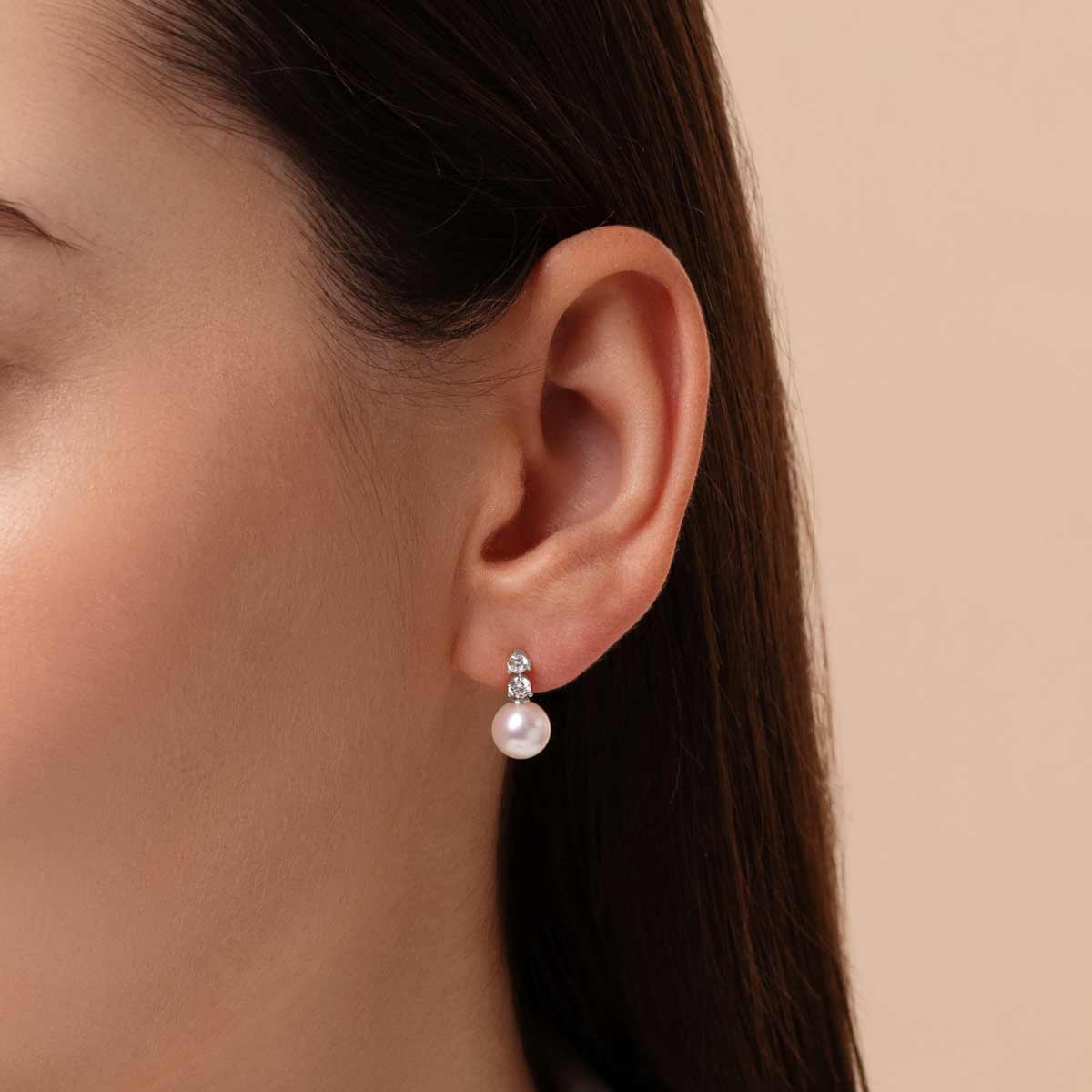 Yoko London Diamond Classic 18K White Gold Akoya Pearl and Diamond Earrings