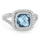 Madison L 14k White Gold Blue Topaz & Diamond Ring, 3.31ct