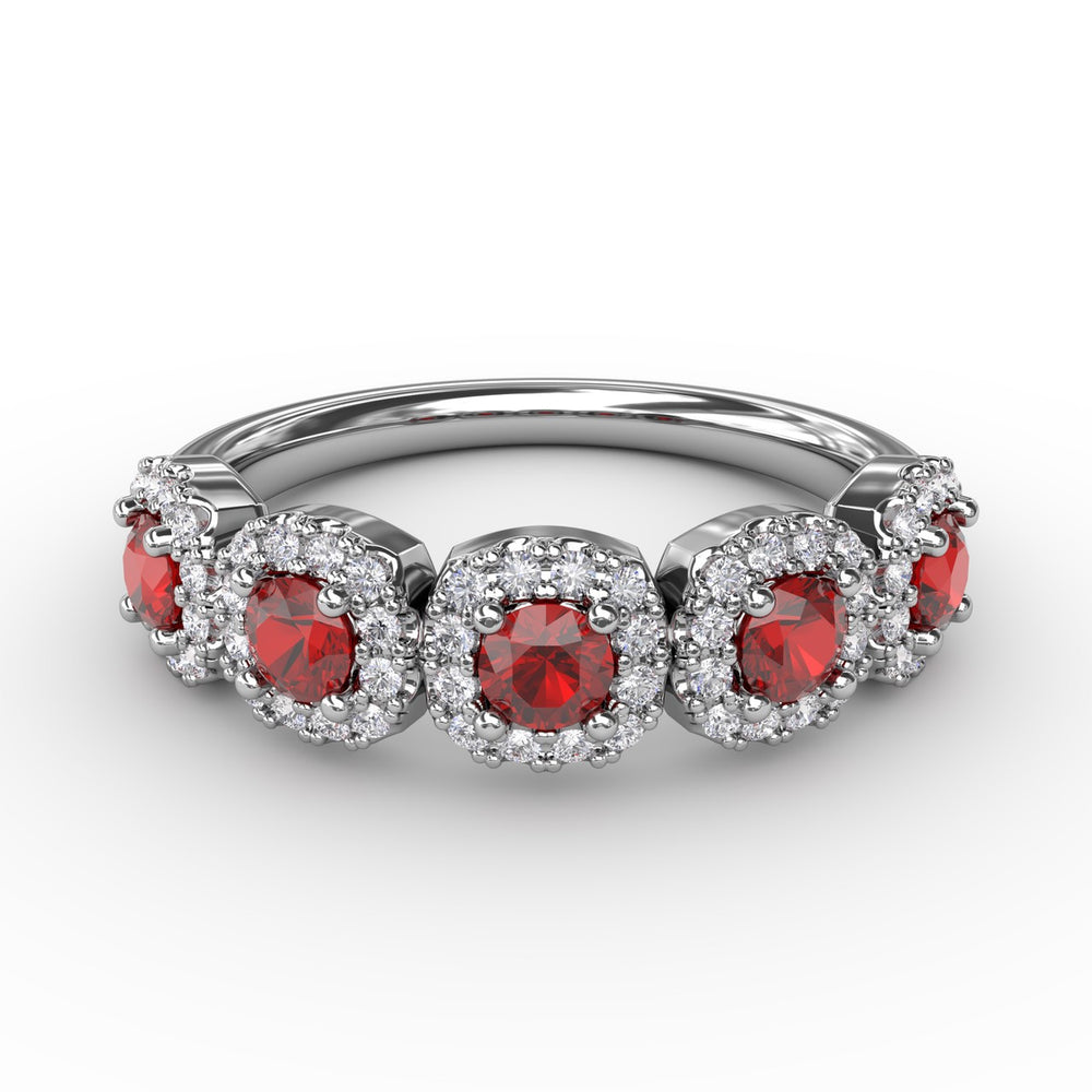Fana 14k White Gold Blossoming Love Ruby and Diamond Ring