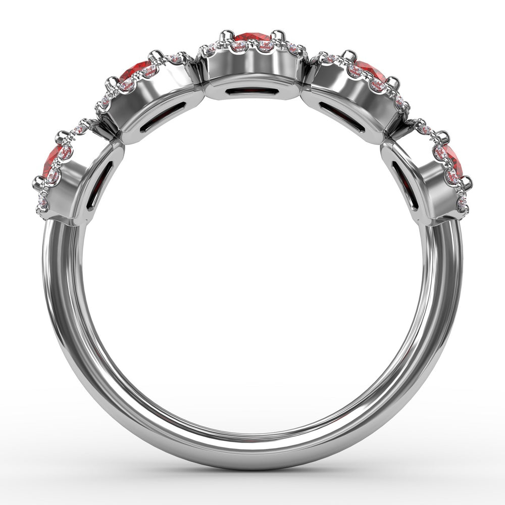 Fana 14k White Gold Blossoming Love Ruby and Diamond Ring