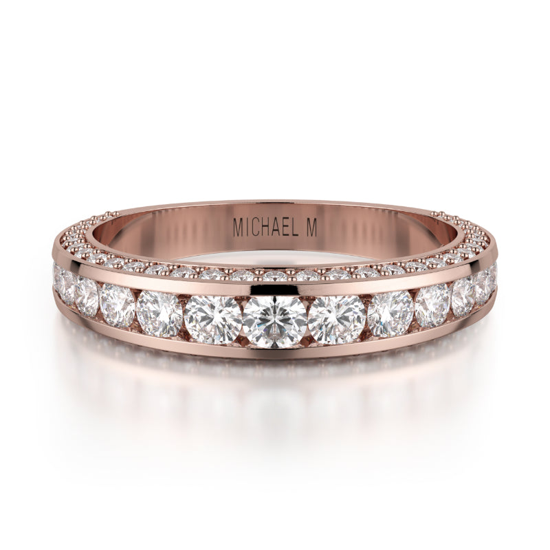 Michael M 18k Rose Gold Diamond Wedding Band