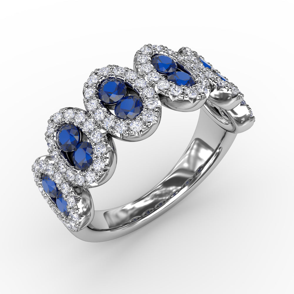 Fana 14k White Gold Think Like A Queen Sapphire and Diamond Ring