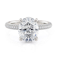 Michael M R796-3 Crown Oval Hidden Halo Engagement Ring