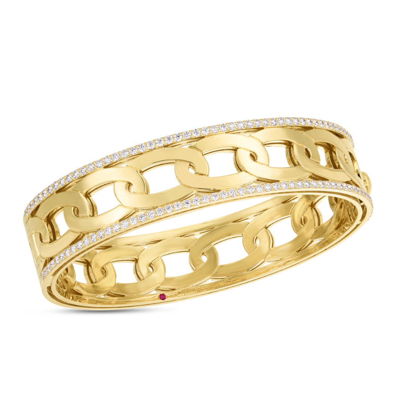 Roberto Coin 18K Navarra Wide Bangle With Diamonds