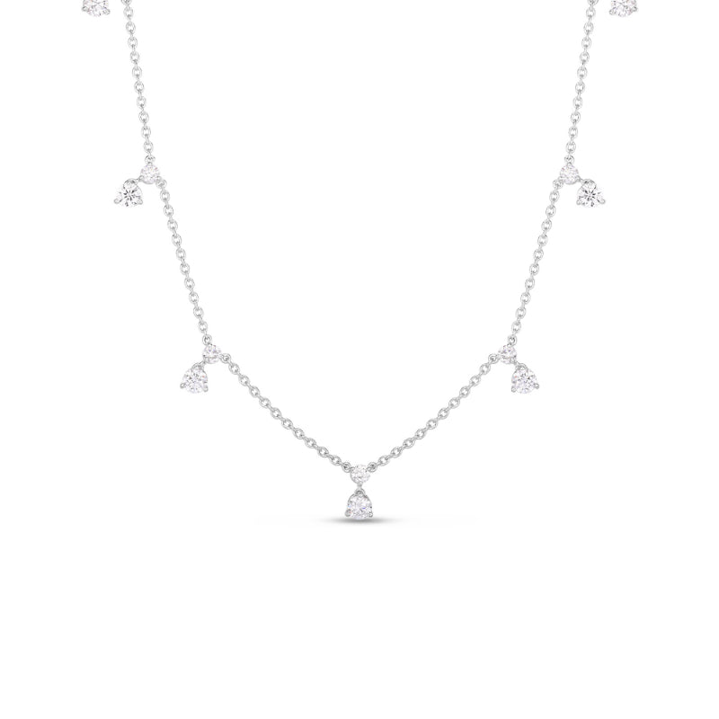 Roberto Coin 18K White Diamond 5 Station Necklace