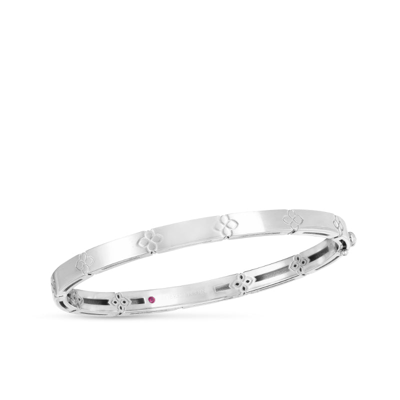 Roberto Coin 18K White Love In Verona Narrow Width Bangle