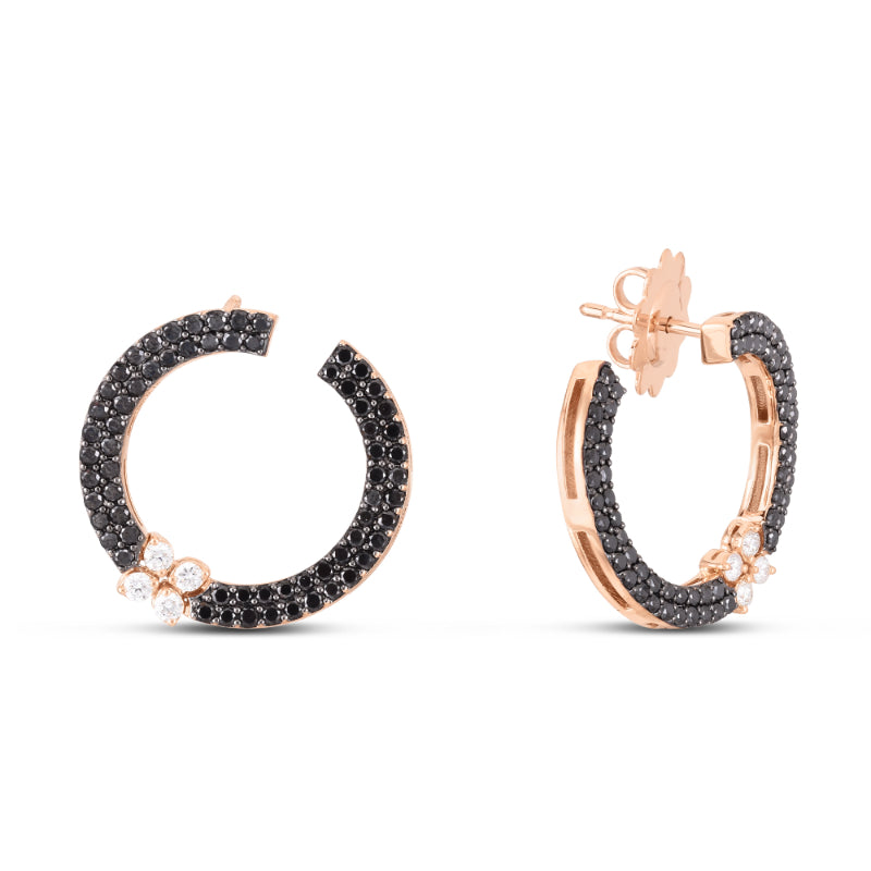 Roberto Coin 18K Love In Verona Black And White Diamond Circle Earrings