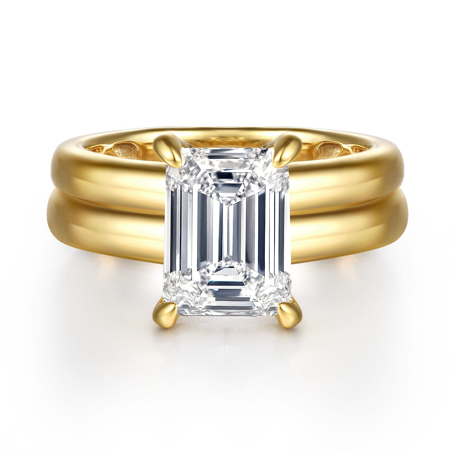 Gabriel & Co. Robin 14k Yellow Gold Emerald Cut Diamond Engagement Semi-Mount
