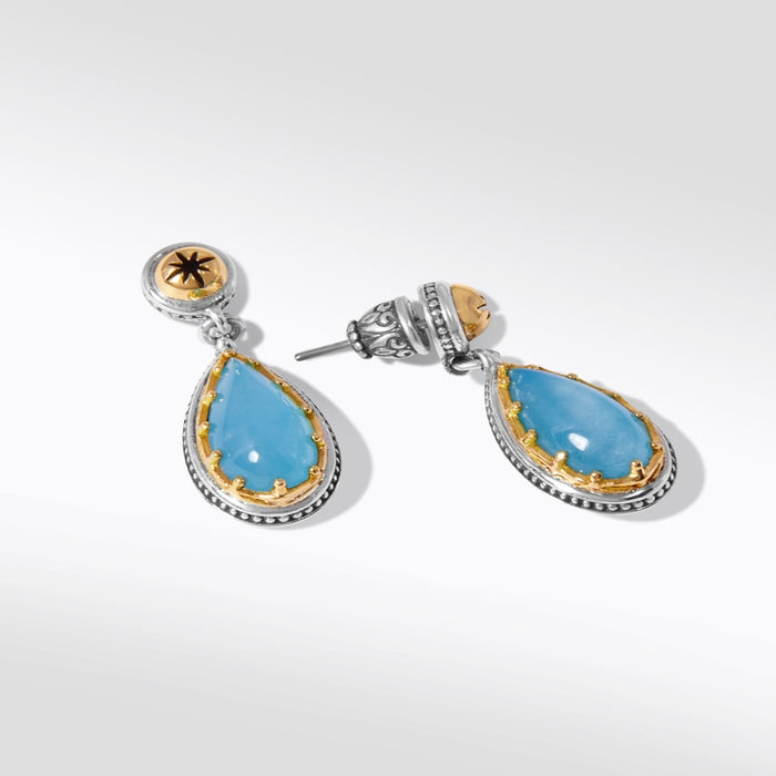 KONSTANTINO STERLING SILVER & 18K GOLD AQUAMARINE EARRINGS