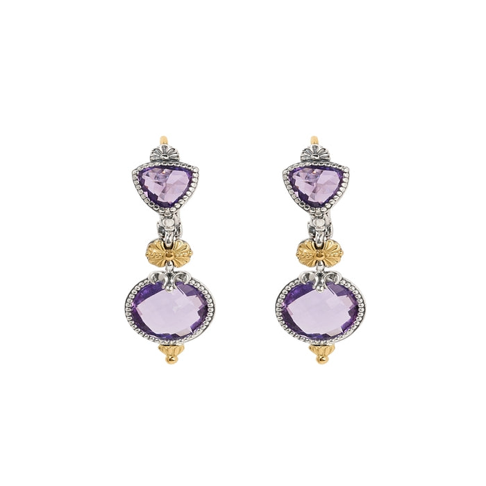 KONSTANTINO STERLING SILVER & 18K GOLD AMETHYST QUARTZ EARRINGS