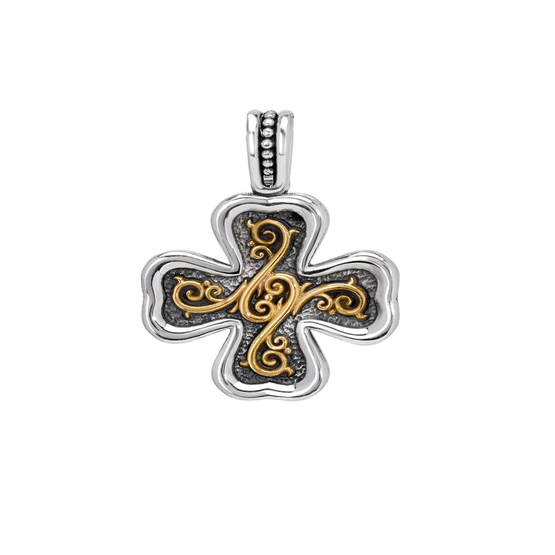 KONSTANTINO STERLING SILVER & 18K GOLD CLOVER CROSS