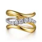 Gabriel & Co. Soraya - 14K White Yellow Gold Diamond Wave Wide Band Ring