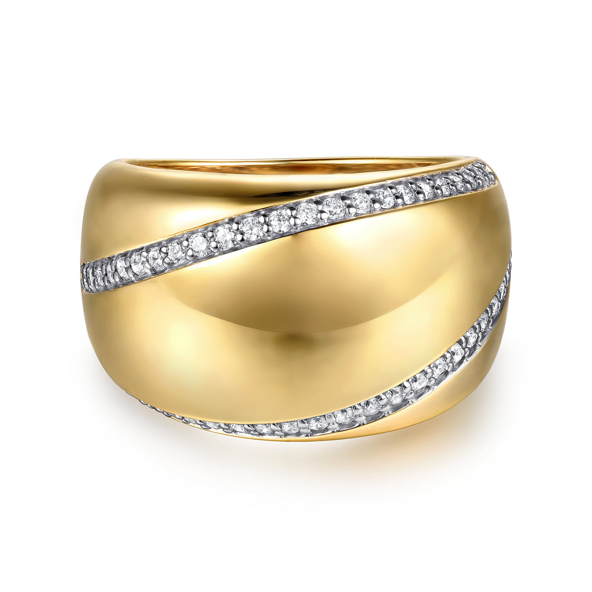 Gabriel & Co. Soraya - 14K Yellow Gold Diamond Wide Band Ring