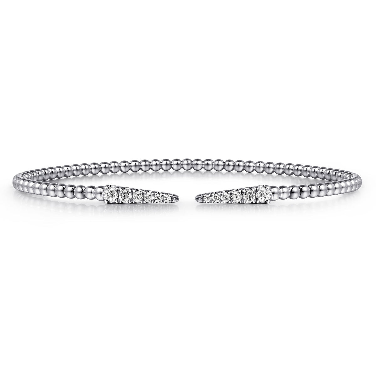 Gabriel & Co. Split 14K White Gold Bujukan Bead Cuff Bracelet with Diamond Pave Spikes