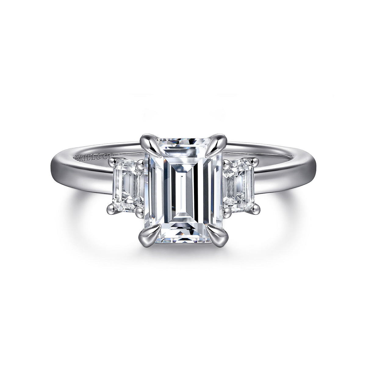 Gabriel & Co. Stephi 14K White Gold Emerald Cut Three Stone Diamond Engagement Ring (ER16464E6W43JJ)