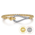 Gabriel & Co. Strides   14K Mix of White and Yellow Gold Diamond Stirrup Bujukan Bangle