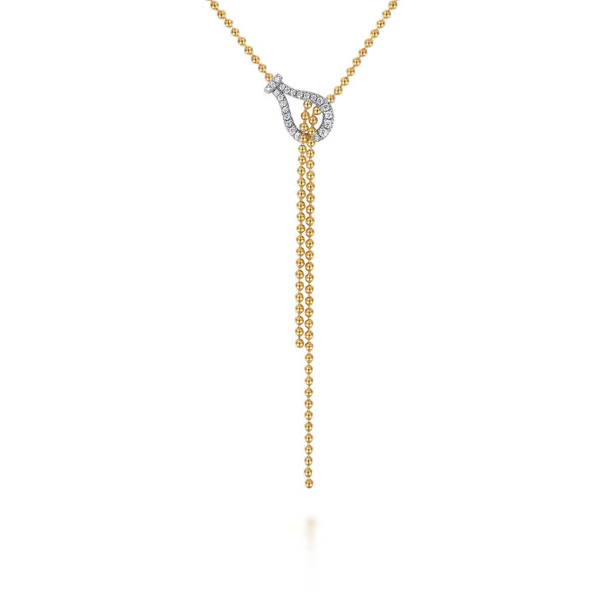 Gabriel & Co. Strides - 14K White Yellow Gold Bujukan and Diamond Stirrup Y Necklace