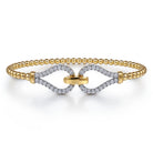 Gabriel & Co. Strides - 14K Yellow Gold Beaded Diamond Closed Stirrup Bangle Bracelet Bujukan