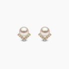 Yoko London Trend 18k Yellow Gold Freshwater Pearl and Diamond V Stud Earrings