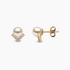 Yoko London Trend 18k Yellow Gold Freshwater Pearl and Diamond V Stud Earrings