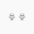 Yoko London 18k White Gold Freshwater Pearl & Diamond V Stud Earrings