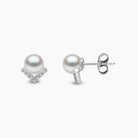 Yoko London 18k White Gold Freshwater Pearl & Diamond V Stud Earrings
