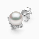 Yoko London 18k White Gold Freshwater Pearl & Diamond V Stud Earrings
