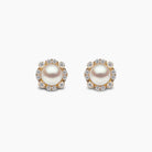 Yoko London Trend 18k Yellow Gold Freshwater Pearl and Multi Diamond Halo Stud Earrings