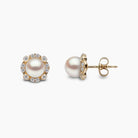 Yoko London Trend 18k Yellow Gold Freshwater Pearl and Multi Diamond Halo Stud Earrings