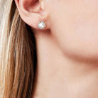 Yoko London Trend 18k Yellow Gold Freshwater Pearl and Multi Diamond Halo Stud Earrings