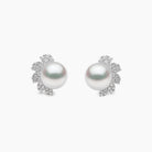 Yoko London Trend 18k White Gold Freshwater Pearl and Diamond Flutter Stud Earrings