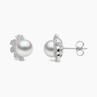 Yoko London Trend 18k White Gold Freshwater Pearl and Diamond Flutter Stud Earrings