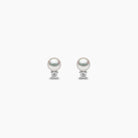 Yoko London Trend Freshwater Pearl & Diamond Petite Stud Earrings, TEM0239-7F