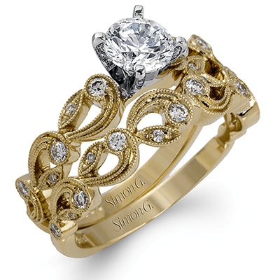 Simon G Bridal Round-Cut Trellis Engagement Ring & Matching Wedding Band In 18K Gold With Diamonds (Yellow)