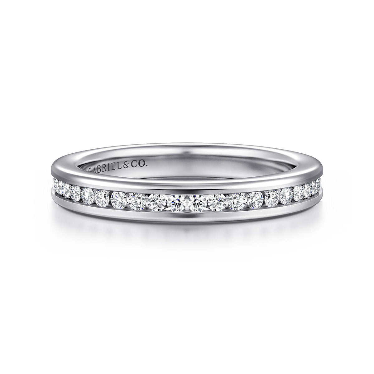 Gabriel & Co. Toledo - 14K White Gold Channel Set Diamond Wedding Band