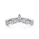 Gabriel & Co. Tulsie   Curved 14K White Gold Marquise and Round Diamond Anniversary Band